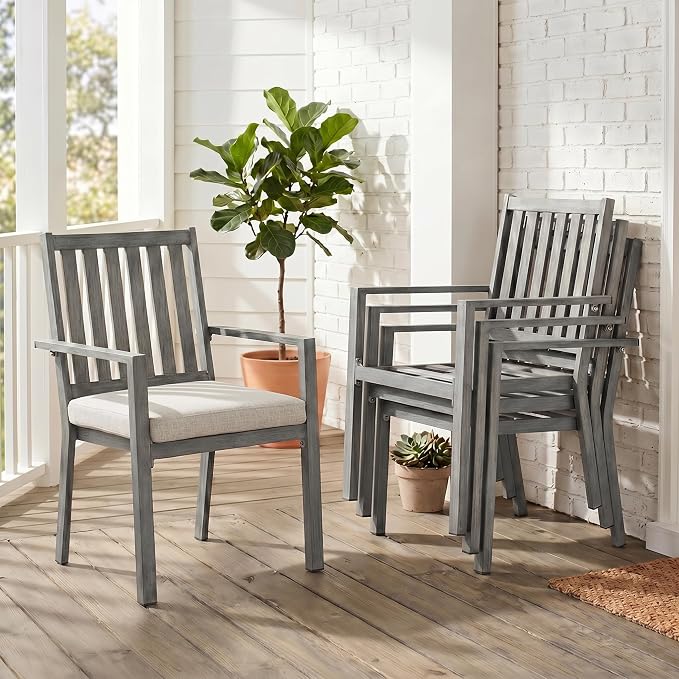 RoyalCraft Aluminum Outdoor Patio Chairs Set of 4, Outdoor Chairs with Waterproof Cushions, Outdoor Dining Chairs with Armrests, Metal Patio Furniture Set for Porch, Balcony, Deck, Backyard, Grey