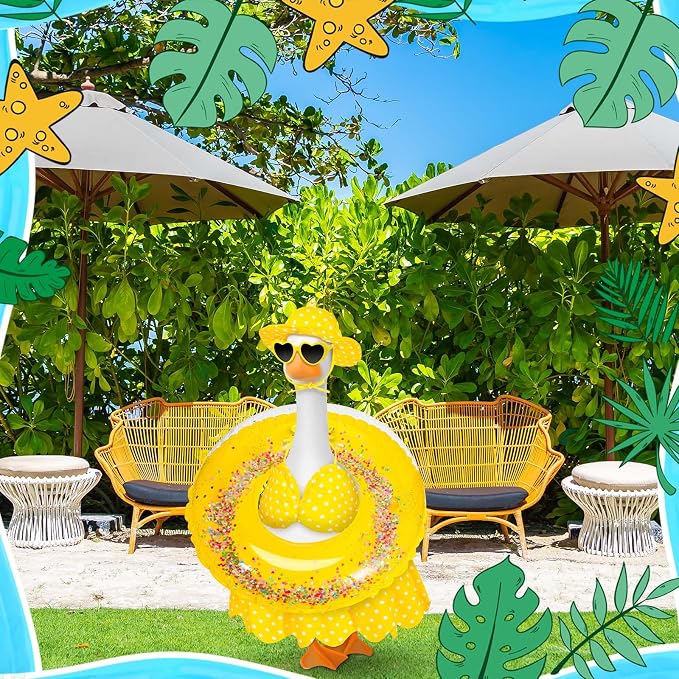 JcHrmers Summer Goose Outfit 23 Inch Porch Goose Bikini Clothes with Swimsuit Swim Ring Hat Sunglasses