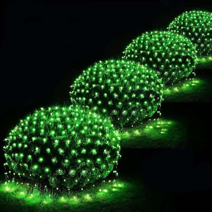 Pooqla Green Net Lights, 21x 5ft Halloween Bush Lights Outdoor Green Wire | 360 LED Large Net Mesh Lights Plug in, 8 Modes Waterproof Connectable Bushes Lights for Christmas Hedge Yard Decor