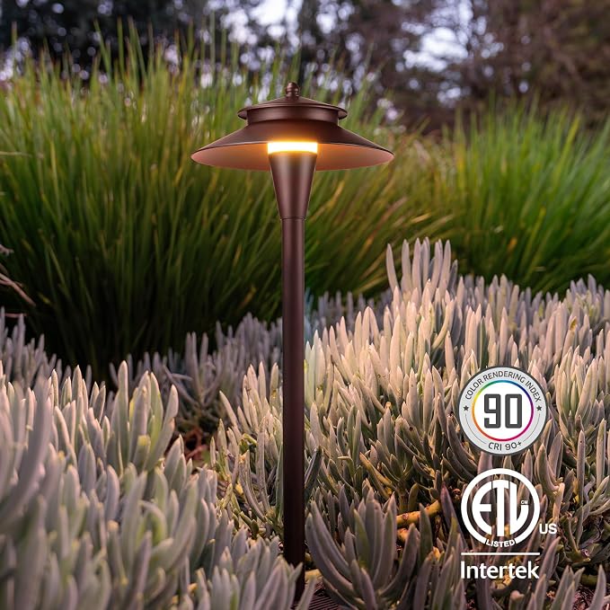 LEONLITE 6-Pack 5CCT Low Voltage LED Pathway Lights, Double Layer Head | 12-24V AC/DC, IP65, Landscape Path Lights, for Walkway Yard Garden, 1800/2700/3000/4000/5000K, Oil Rubbed Bronze, Aluminum