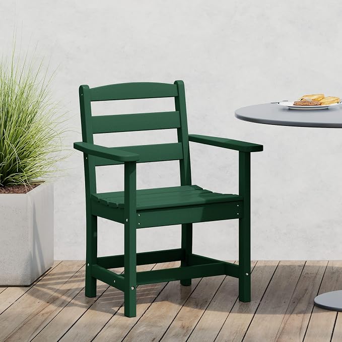 WestinTrends Ashore Outdoor HDPE Patio Classic Dining Arm Chair, Dark Green