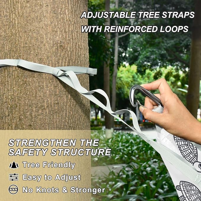 Camping Hammock Outdoor Hammocks for Outside Turtles Lines Cloud Beach Trees Portable Lightweight with Pockets Tree Straps Indoor Small