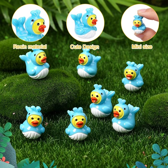 30 Pcs Whale Ducks, Mini Whale Resin Ducks Bulk, Fun Printed Toy Figures for Birthday Party Favors, Themed Decor, Kids Gift Collection (Blue Whale)
