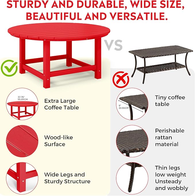Costaelm Kids Dinner Table, Toddler Play Desk Student Desk Outdoor Childrens Picnic Tables for Children Arts & Crafts, Snack Time, Multi-Activity Table for Ages 2-8 in Home/Outside, Red