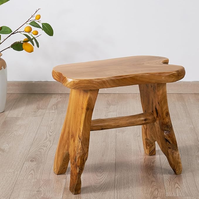 Natural Shape Solid Wood Stump Stool 20"x13"x18" Cedar Root End Table Rustic Plant Stand Live Edge Coffee Side Table Vintage Sit Foot Stool Living Room Bedroom Accent Outdoor Garden