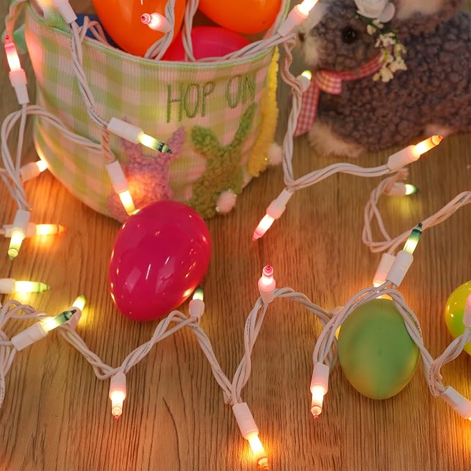 LJLNION 3 Sets Easter String Lights, 150 Count 30 FT Each White Wire Mini Pastel Fairy Lights, 120V UL Certified Connectable Xmas Lights for Garden Patio Holiday Party Outdoor Decoration, Multicolor