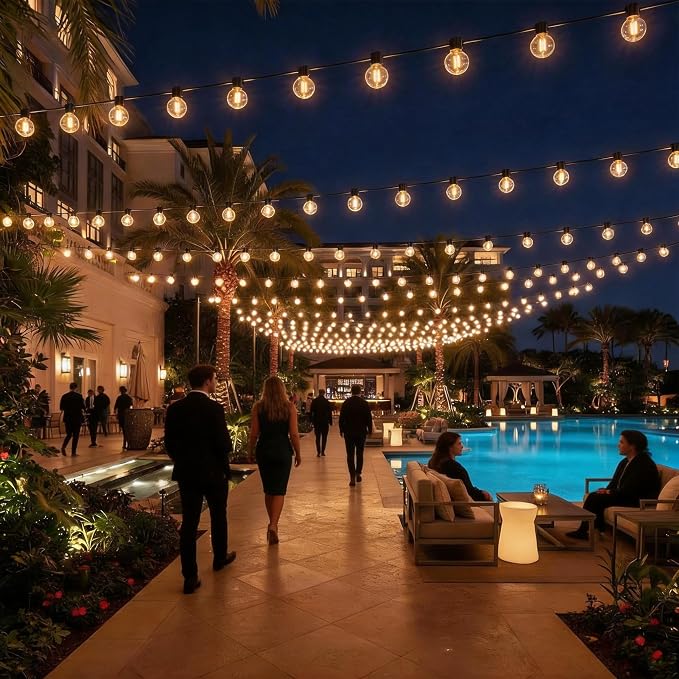 RTTY 300 FT Outdoor String Lights, Waterproof Outside Patio Light 156 Bulbs | Commercial Grade G40 LED Lights, Dimmable Connectable Hanging Lighting for Cafe, Bistro, Porch, Deck, Gazebo,Backyard, 2700K