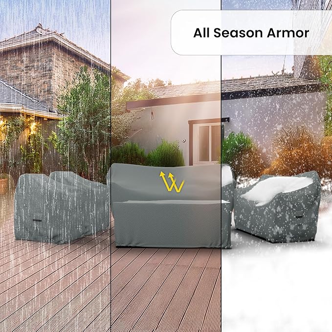 Covers & All Patio Furniture Cover Set, 5 Piece Outdoor Furniture Covers, Water-Repellent UV & Weather-Resistant Covers for Sofa, Loveseat, Chairs & Coffee Table with Elastic & Padded Handles