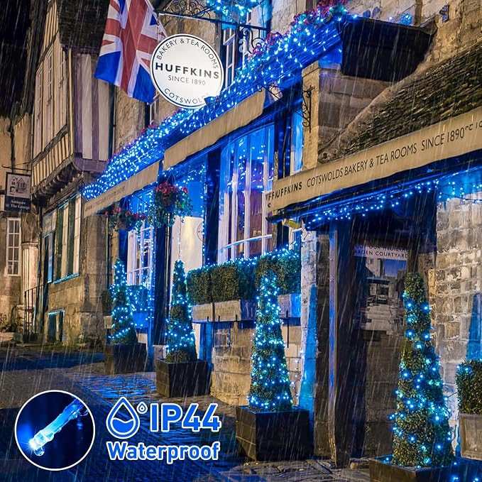 JMEXSUSS 150 LED Blue String Lights Indoor, Blue Halloween Lights Outdoor | Connectable 59 Ft Christmas String Lights Plug in, 8 Modes, Bedroom Patio Party Holiday Christmas Tree Decorations