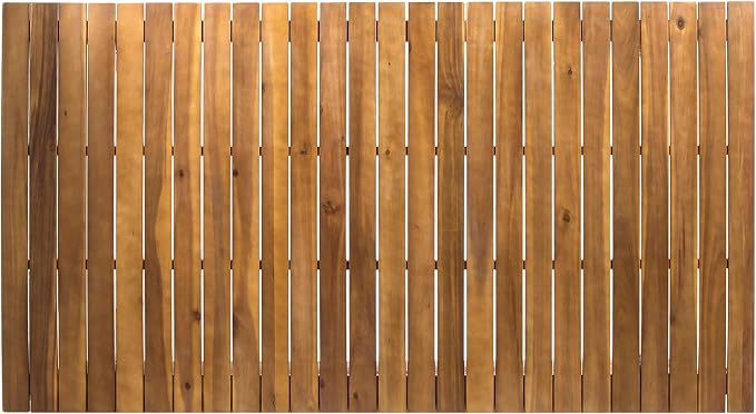 Merax Outdoor Dining Table 68.5" Rectangle Acacia Wood Patio Table with Slat Panels Tabletop, Weather Resistant, Teak Finish