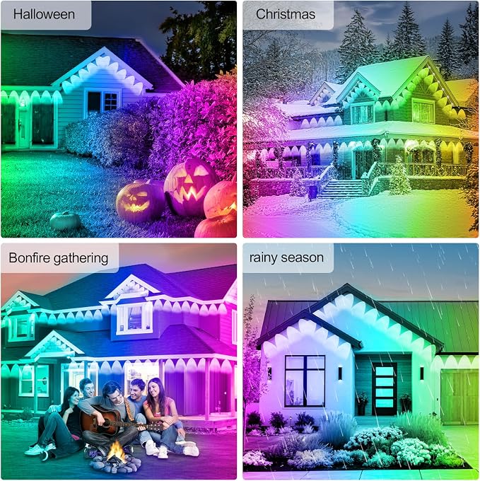 FBZ 300FT Permanent Outdoor RGB Lights - IP67 Waterproof with Smart App Control Remote,DIY Scene Modes, Music Synchronization,Eaves Lights for Garden Decor,Deck,Christmas