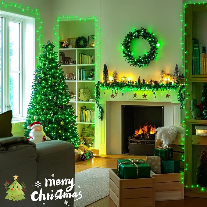 JMEXSUSS 150 LED Green Christmas Lights Indoor, Green Lights for Halloween | Connectable String Lights Outdoor, 59ft 8 Modes Green Christmas String Light for Bedroom Room Home Party Christmas Tree Decor