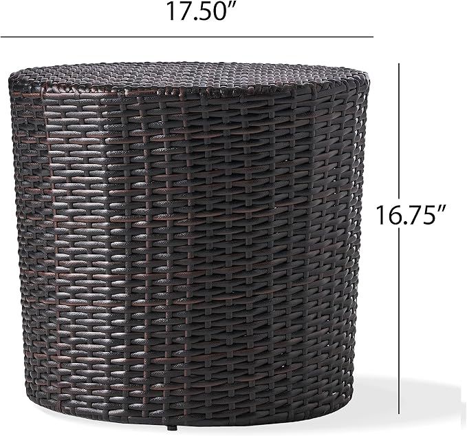 Outdoor Wicker Side Table, Lightweight & Water-Resistant All-Weather, Small Rattan End Table Wicker Patio Table, for Patio Porch Living Room, Brown