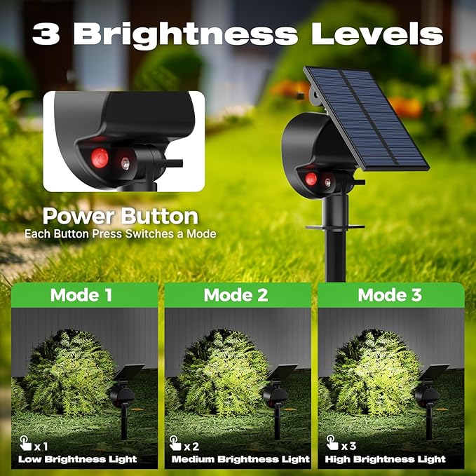 nipify Solar Spot Lights Outdoor Waterproof, Landscape Spotlights | Cool White, 2 Pack/53 LED/3 Modes, Adjustable Solar Panels, Auto On/Off, Uplights Lighting for Outside Tree Yard Flag Garden