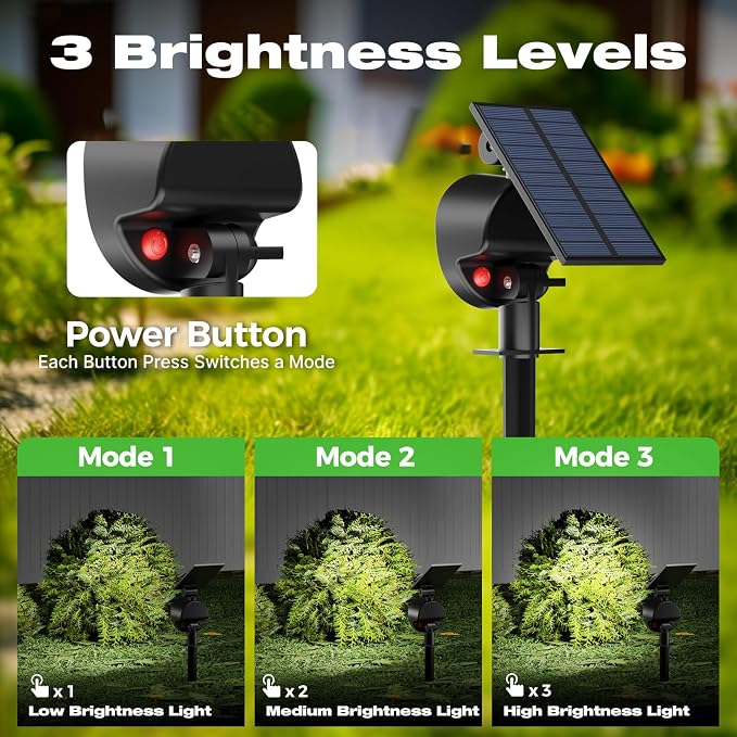 nipify Solar Spot Lights Outdoor Waterproof, Landscape Spotlights | Cool White, 4 Pack/53 LED/3 Modes, Adjustable Solar Panels, Auto On/Off, Uplights Lighting for Outside Tree Yard Flag Garden