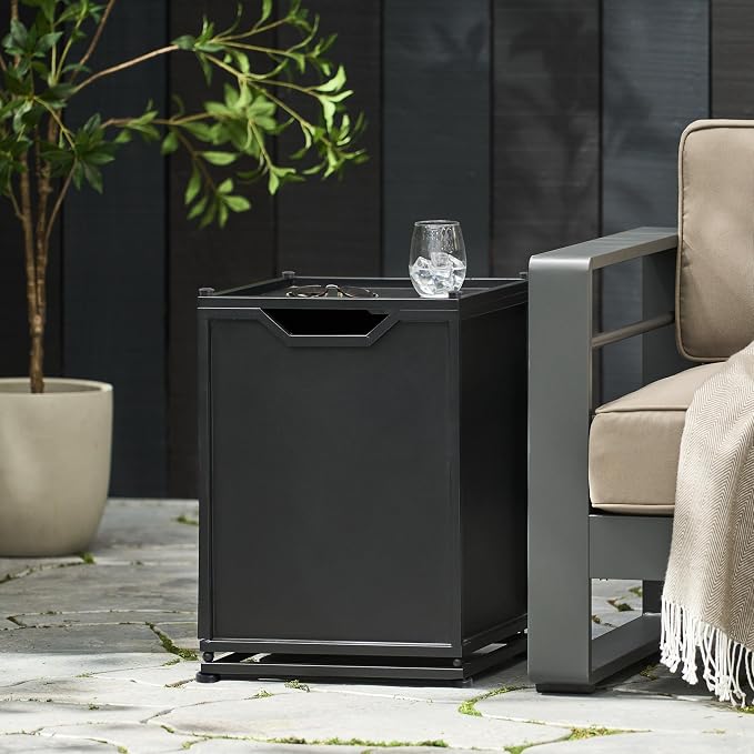 Christopher Knight Home Anchorage Outdoor Tank Holder Side Table - Matte Black