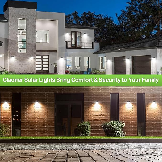 CLAONER Solar Lights Outdoor [𝟒 𝐏𝐚𝐜𝐤/126 LED], Wireless Motion Sensor Lights, IP65 Waterproof Security Lights 3 Modes, 270° Lighting Angle, Ultra-Bright Wall Lights for Deck Patio Fence Garage