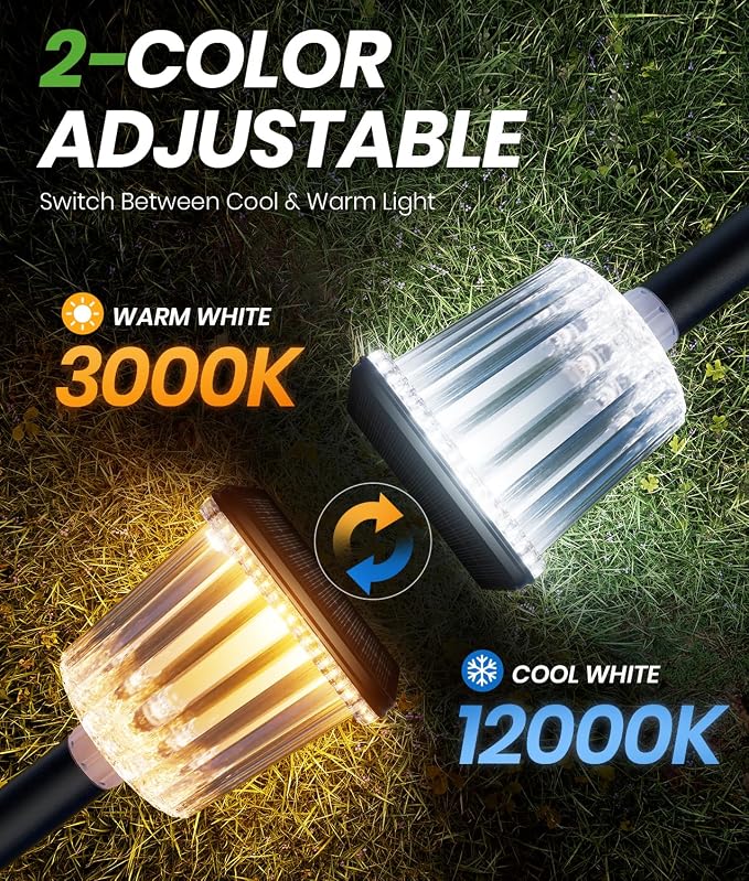12-Pack Super Bright Solar Pathway Lights Outdoor Powered,Adjustable Warm&Cool White,Waterproof IP65 Solar Garden Decor Landscape Lighting Outside for Front Yard/Patio/Walkway/Driveway/Lawn/Path Light