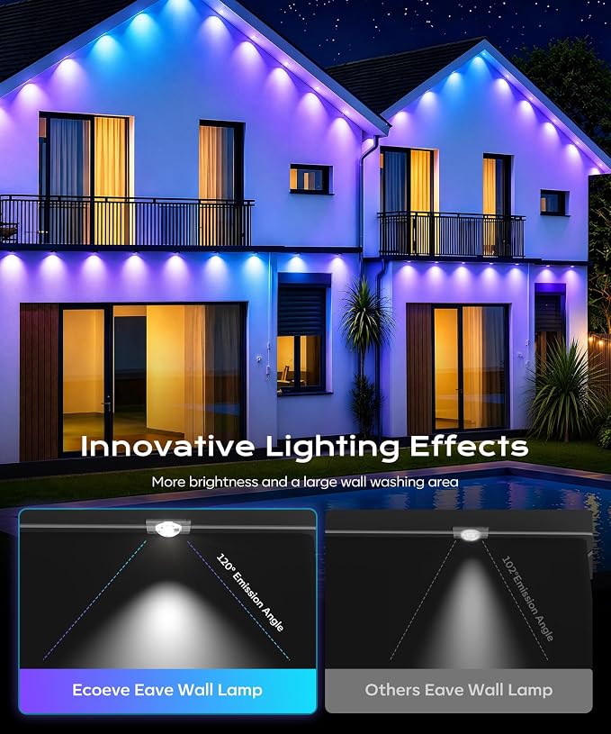 Permanent Outdoor Lights for House, 100ft Christmas RGB+IC Lights | 16 Million Colors & 50 Scene Modes, App/Remote Control, DIY Music Sync, Holiday Party Halloween Decor