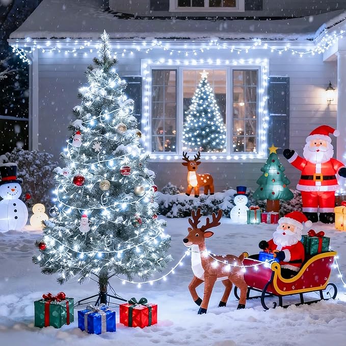 JMEXSUSS 91.5ft Connectable 250 LED White Christmas Lights Indoor Outdoor | Christmas String Lights 8 Modes, Clear Wire Twinkle String Light Plug in for Bedroom Wedding Garden Party Decoration