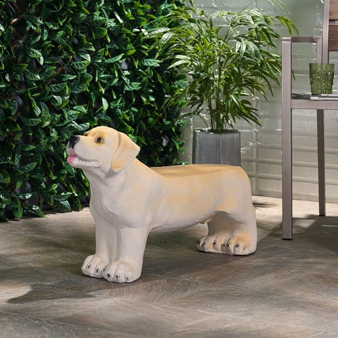 Brown Dog 3-in-1 Pedestal Side Table / End Table / Stool - MGO Hand Painted Sculpture Statue,No Assembly Required for Home,Living Room & Outdoor Decor (Light Brown, 31.50" W x 8.75" D x 16.75" H)