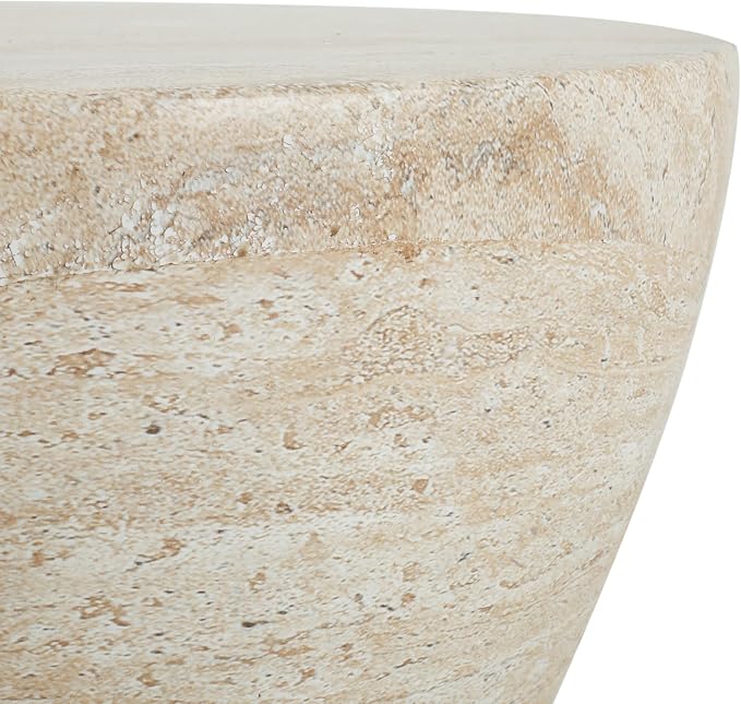 Outdoor Side Table Faux Marble Side Tables Travertine End Table Round Small Coffee Tables for Patio, Garden Stool Plant Stand for Porch, Backyard, Magnesium Oxide，Hourglass,Waist Drum