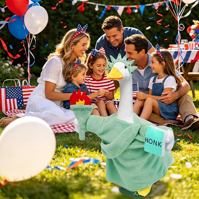 Statue of Liberty Porch Goose Outfit for 23 Inch Lawn Goose Patriotic 4th of July Costume for Cement & Plastic Goose Sculpture, Independence Day Goose Clothes for Garden Patio Yard Decoration