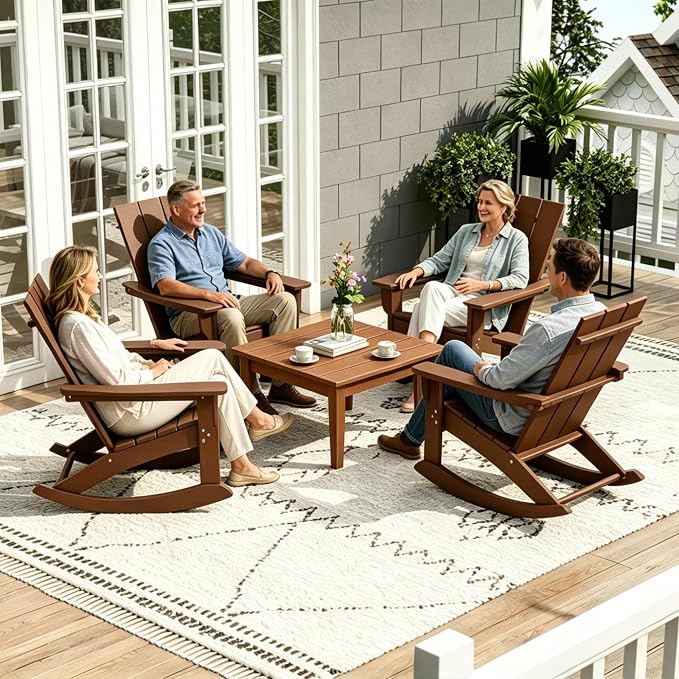 WestinTrends Ashore Outdoor Coffee Table, 32 Inch All Weather Poly Lumber Adirondack Patio Coffee Table Square Low Table, Teak