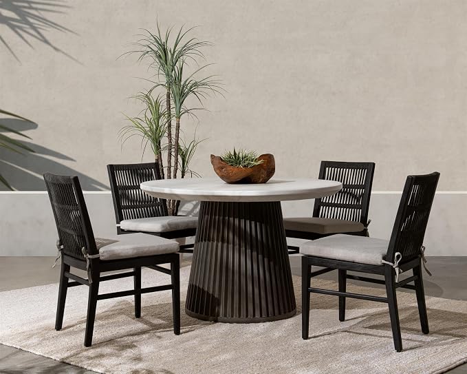Classic Home Caspia Outdoor Concrete Round Dining Table Gray