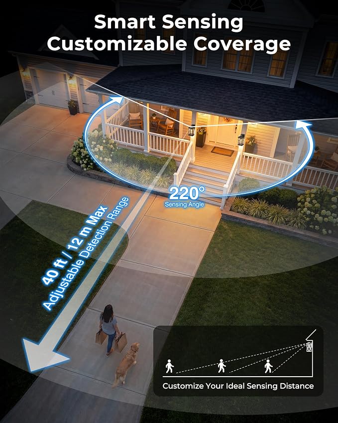 VIANIS Large White Outdoor Lights for House, Modern Motion Sensor Exterior Light Fixtures Wall Mount for Porch, 100% Aluminum Waterproof Outdoor Wall Sconce Lantern for Garage with Textured Seed Glass
