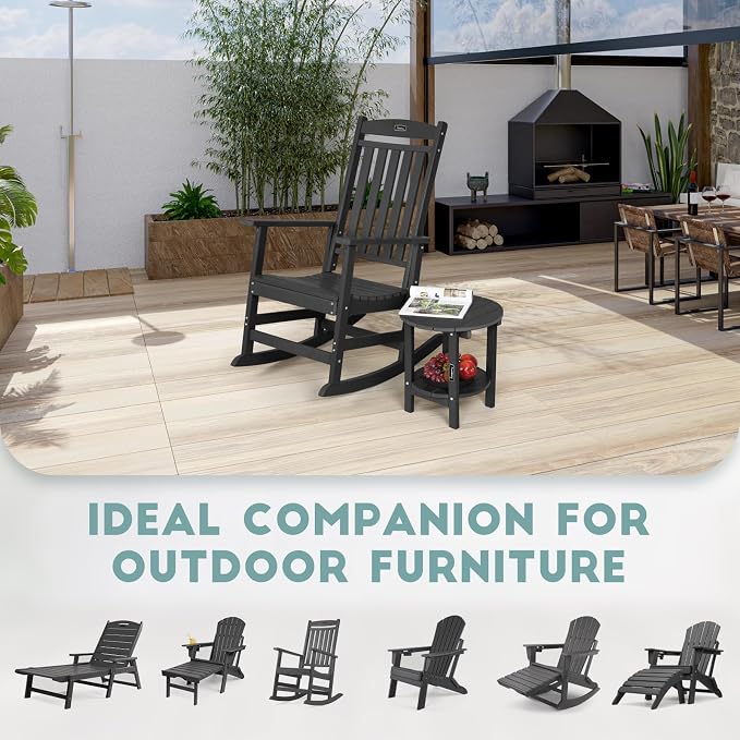 FUNBERRY Outdoor Adirondack Side Table Set of 2, Patio End Tables | 2-Tier, HDPE All Weather, No Rot or Rust or Crack, UV Fade Shield, Save Space, Easy-Clean for Indoor or Outdoor