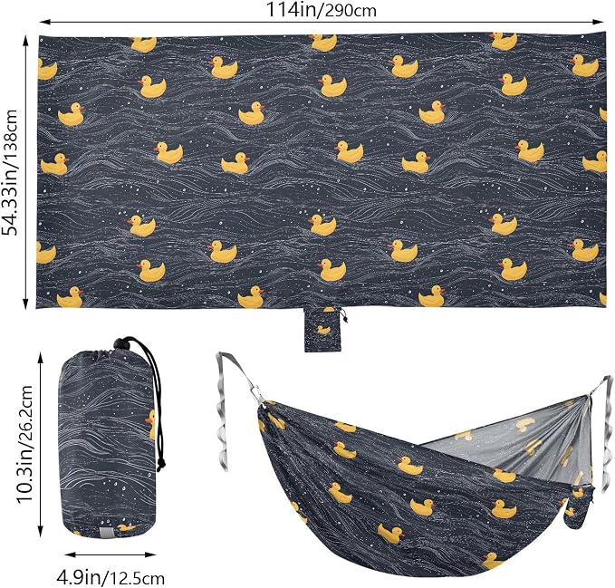 Camping Hammock Outdoor Hammocks for Outside Duck Black Beach Trees Portable Lightweight with Pockets Tree Straps Indoor