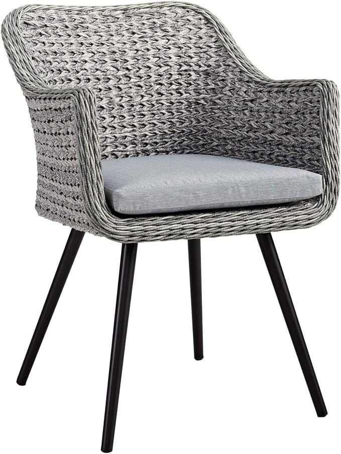 Modway EEI-3181-GRY-GRY-SET Endeavor Outdoor Patio Wicker Rattan Dining Armchair, Set of 2, Gray
