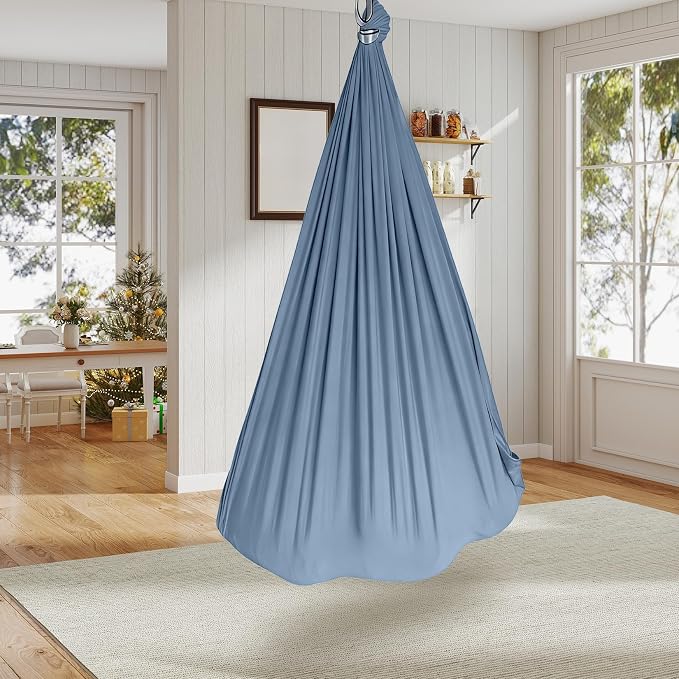 Sensory Swing, Indoor Outdoor Cuddle Hammock for Kids and Adults, with Heavy Duty Hardware, 360° Swivel, Calming Swing for Autism, ADHD and Sensory Integration