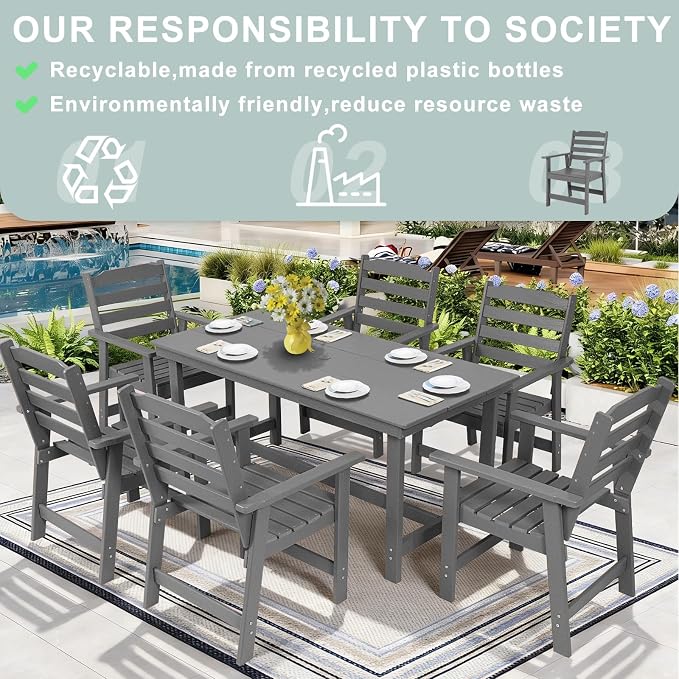 FUNBERRY Outdoor Dining Chairs Set of 2, HDPE Patio Chairs for Outside | Wood-Grain, HDPE All Weather, No Rot or Rust or Crack, UV Fade Shield, 330LBS Weight Capacity, Easy-Clean for Outside