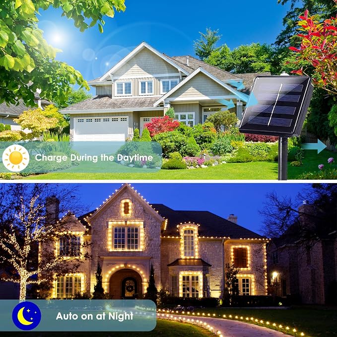 Solar String Lights Outdoor, 2 Pack 400LED 144FT Extra-Long Fairy Lights | 8 Lighting Modes, Copper Wire, Memory Function, Auto On/Off, Waterproof Twinkle Lights for Tree Garden Patio Party Xmas Decor