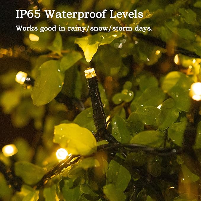 Solar String Lights for Outside,66FT 200 LEDs Solar Fairy Lights,IP65 Waterproof 8 Modes Remote Outdoor String Light for Patio Garden Backyard Tree Balcony Wedding Christmas,Warm White