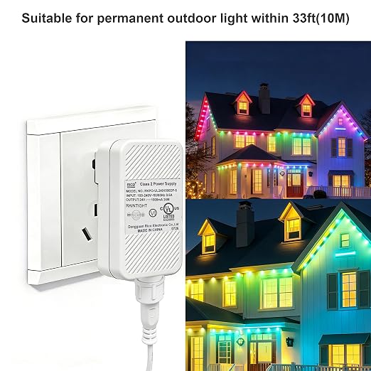 Class 2 Power Supply for Permanent Outdoor Lights, 24V 1A 24W Power Adapter | LED Transformer Replacement and Suitable for Permanent Outdoor Lighting Within 33ft（10m）