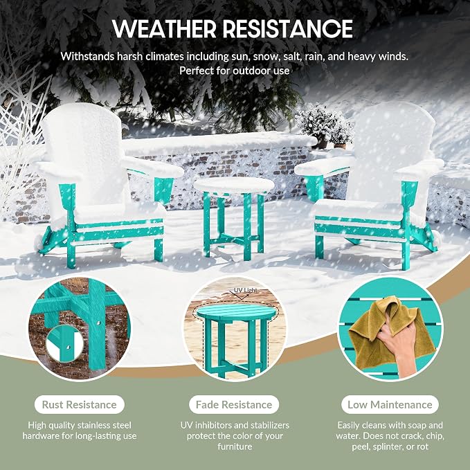 WestinTrends Dylan Adirondack Round Outdoor Side Table, Turquoise
