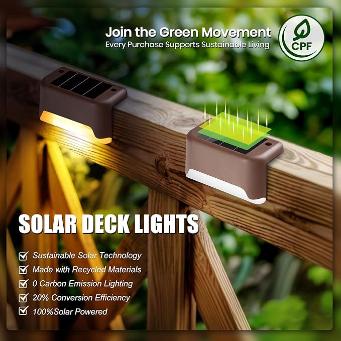 SOLPEX Solar Deck Lights Outdoor 20 Pack,Step Light Waterproof,Warm White | Led Solar lights for Outdoor Stairs, Step , Fence, Yard, Patio and Pathway