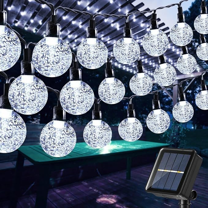 Toodour Solar String Lights Outdoor, 56ft 100 LED Globe String Light with 8 Mode, Waterproof Crystall Ball Lights Solar Patio Lights for Garden, Lawn, Patio, Gazebo, Yard, Outdoor Decor - Cool White