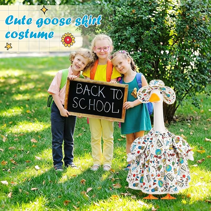 FuWeave Fall Porch Goose Outfit for Lawn Decor | Fits 23"/17" Lawn Plastic/Cement Statue Goose Costume Dress for Front Outdoor Courtyard Garden Patio Yard Decoration