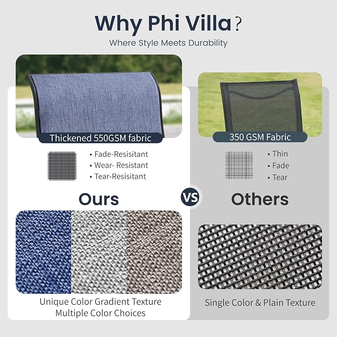 PHI VILLA 7 Piece Outdoor Patio Dining Set with 6 Swivel Dining Chairs & 1 Large Round Dining Table, Blue Textilene Mesh Fabric Chair and 54" Metal Table for All Weather