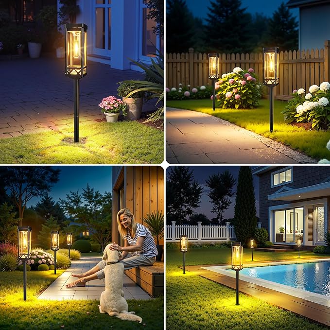 KOOPER Taller Solar Pathway Lights Outdoor, 12 Pack Upgraded Brighter Solar Garden Lights Solar Powered, Up to 15 Hours Outdoor Solar Lights for Yard Landscape Walkway Driveway Sidewalk (Warm White)