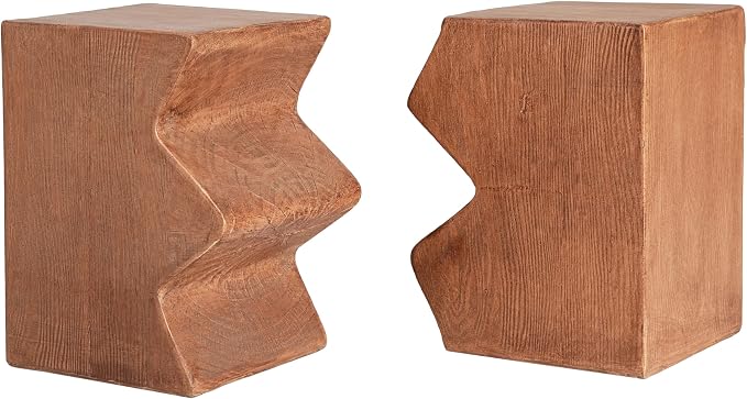 Christopher Knight Home Loire MGO Outdoor Side Table Set of 2, Concrete Indoor/Outdoor Nesting Coffee Table, Multi-Purpose Patio End Table, No Assembly, Faux Wood Natural Color
