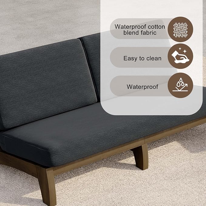 4 Pieces Patio Furniture Sets, All-Weather Outdoor Wood Bistro Set Patio Conversation Coffee Table Chiars and Patio Loveseat for Balcony, Backyard