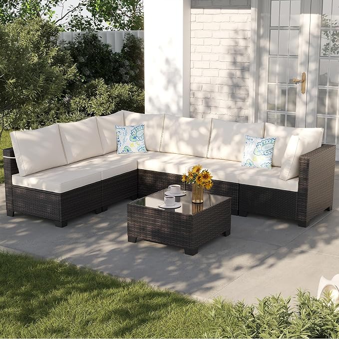 Outdoor Wicker Patio Furniture Set - 7 Piece