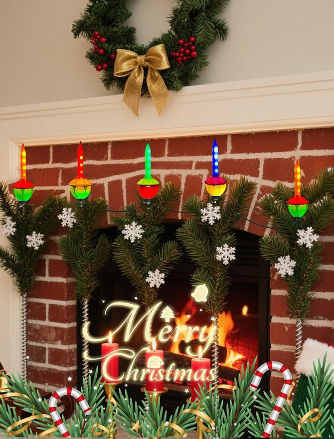 Christmas Multicolor Bubble Lights, 15.5Ft Christmas Decorations Lights with 16 Colored LED Bubble Light Bulbs, Vintage Hanging String Lights for Christmas Tree Patio Home Decor, C7/E12 Base, 0.6W