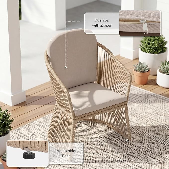 SUNSITT 9 Piece Outdoor Patio Dining Set, Patio Dining Furniture Set with 87” Aluminum Dining Table w/X Base Legs and 8 Woven Wicker Outdoor Patio Chairs w/Curved Armrest for Garden, Beige