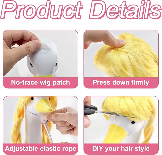 8090 Vintage Porch Goose Wigs Accessories 2 Pack with Sunglasses Retro Street Style Porch Goose Braid Wigs Outdoor Decor for Lawn Goose Statues